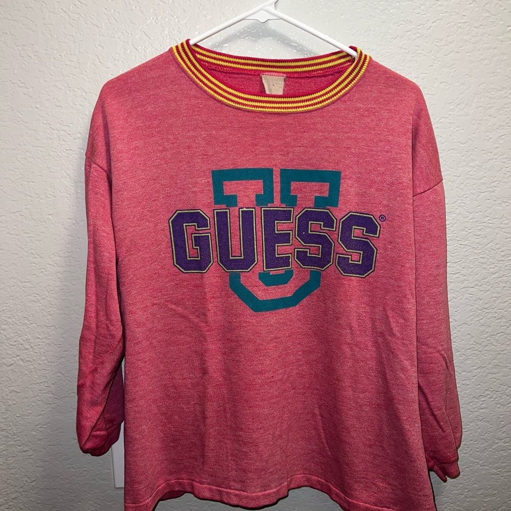 Guess Pink Graphic Sweatshirt | Y2K American Vintage